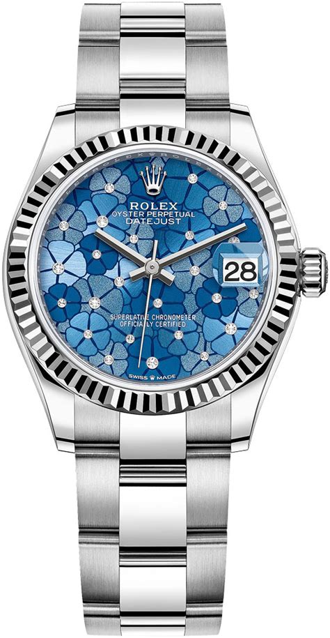 rolex datejust azzurro-blue floral|rolex oyster steel watch.